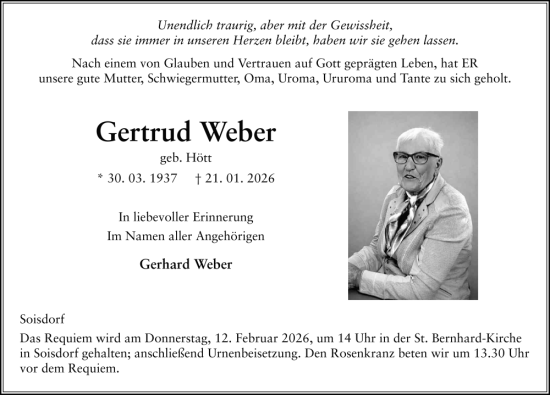 Traueranzeige von Gertrud Weber von FZ