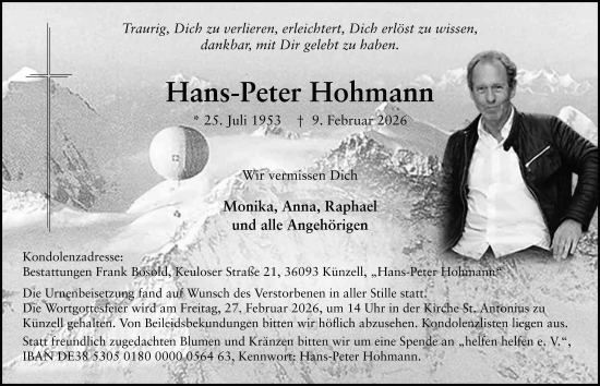 Traueranzeige von Hans-Peter Hohmann von FZ