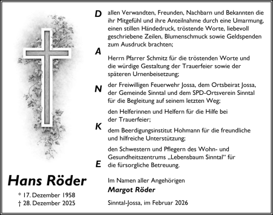 Traueranzeige von Hans Röder von FZ