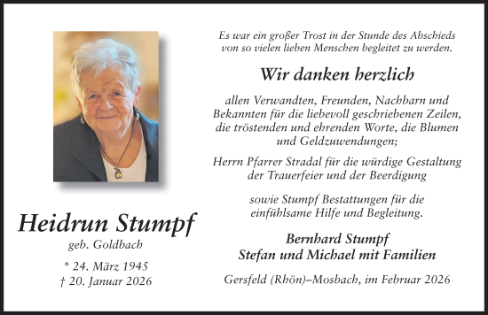 Traueranzeige von Heidrun Stumpf von FZ