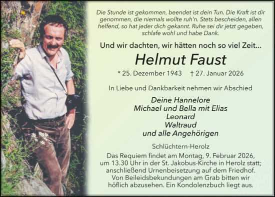 Traueranzeige von Helmut Faust von FZ
