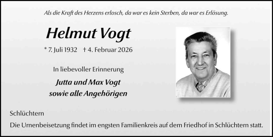 Traueranzeige von Helmut Vogt von FZ