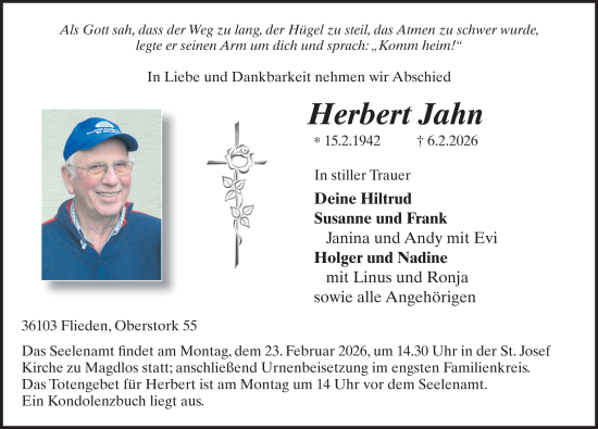 Traueranzeige von Herbert Jahn von FZ