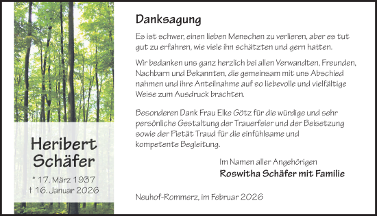 Traueranzeige von Heribert Schäfer von FZ