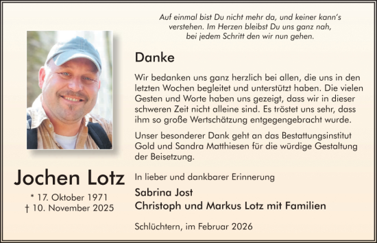 Traueranzeige von Jochen Lotz von FZ