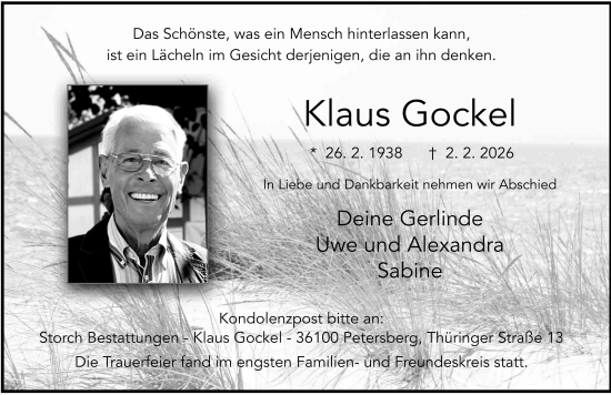 Traueranzeige von Klaus Gockel von FZ