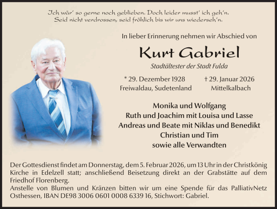 Traueranzeige von Kurt Gabriel von FZ