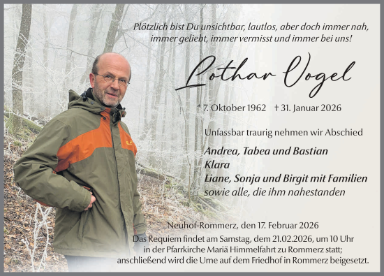 Traueranzeige von Lothar Vogel von FZ