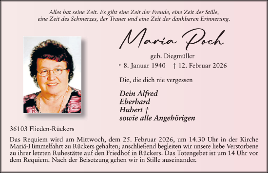 Traueranzeige von Maria Poch von FZ