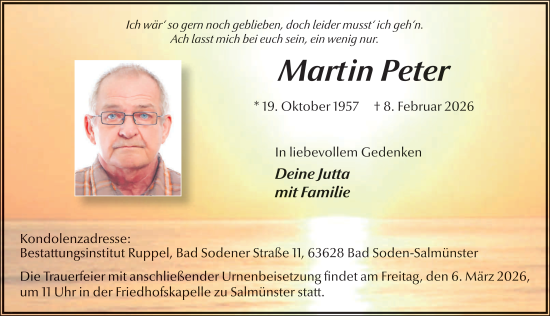 Traueranzeige von Martin Peter von FZ