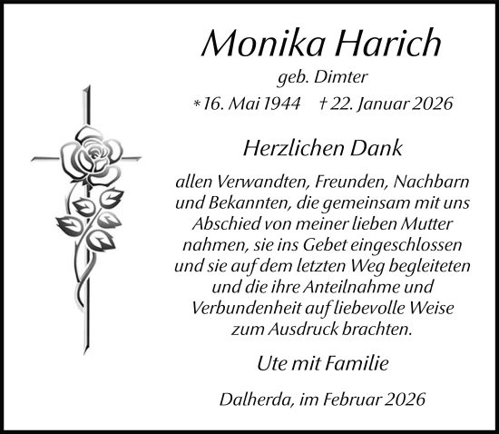 Traueranzeige von Monika Harich von FZ