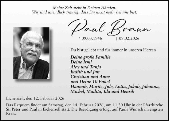 Traueranzeige von Paul Braun von FZ