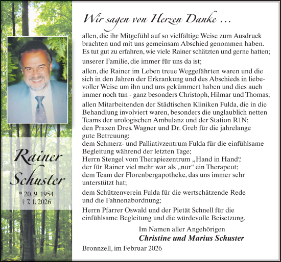 Traueranzeige von Rainer Schuster von FZ
