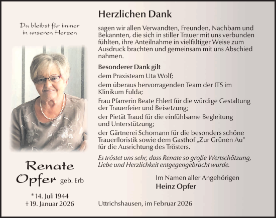 Traueranzeige von Renate Opfer von FZ