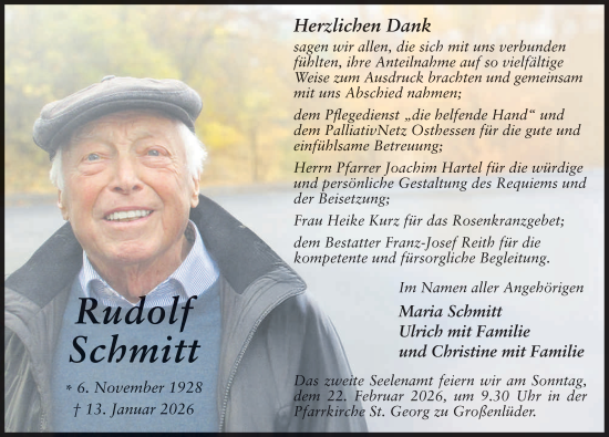 Traueranzeige von Rudolf Schmitt von FZ