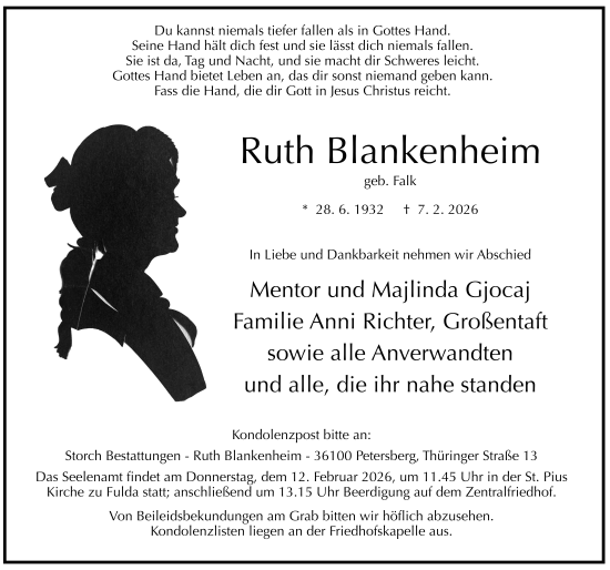 Traueranzeige von Ruth Blankenheim von FZ