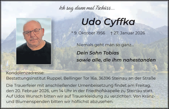 Traueranzeige von Udo Cyffka von FZ
