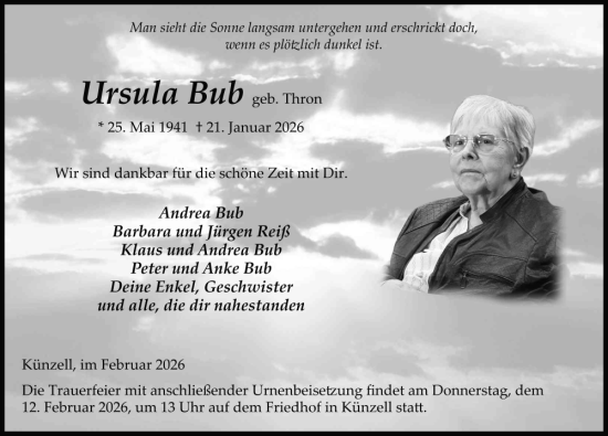 Traueranzeige von Ursula Bub von FZ