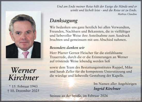Traueranzeige von Werner Kirchner von FZ