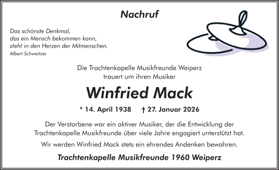Traueranzeige von Winfried Mack von FZ