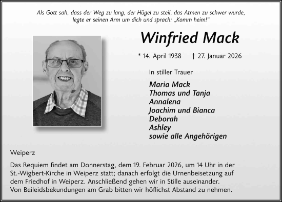 Traueranzeige von Winfried Mack von FZ