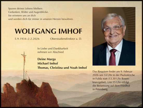 Traueranzeige von Wolfgang Imhof von FZ